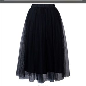 Black Elastic Waist Mesh Tulle Skirt